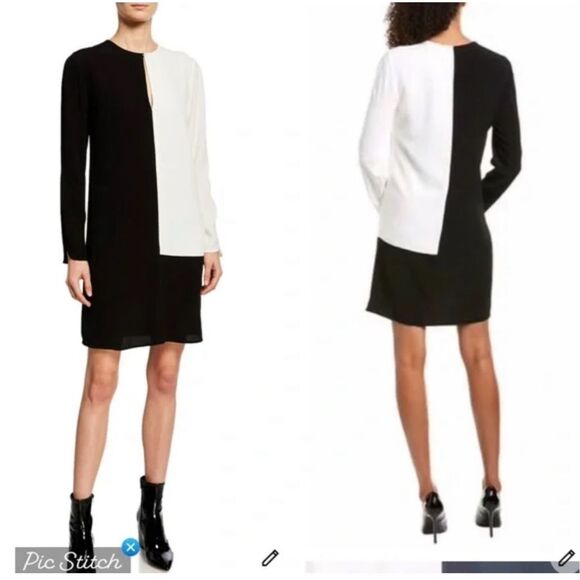 Equipment Tatienne Color block black and white Shift Dress Size Small - Picture 1 of 10